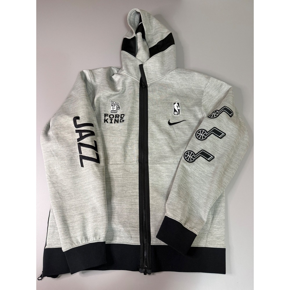Nike NBA Utah Jazz Showtime Full Zip Hoodie Grey Black Mens Medium Ford King